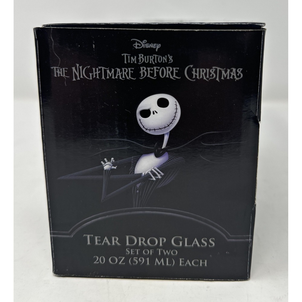 NIGHTMARE Before CHRISTMAS Tear Drop Glasses JACK & SALLY Stemless Wine Glasses - Picture 4 of 5